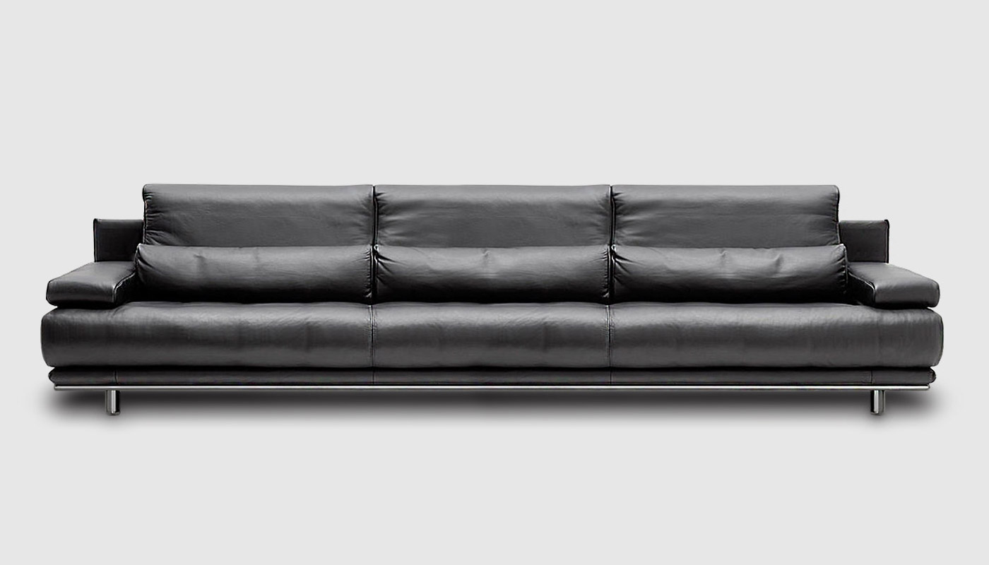 Sofa 4 seater of black leather