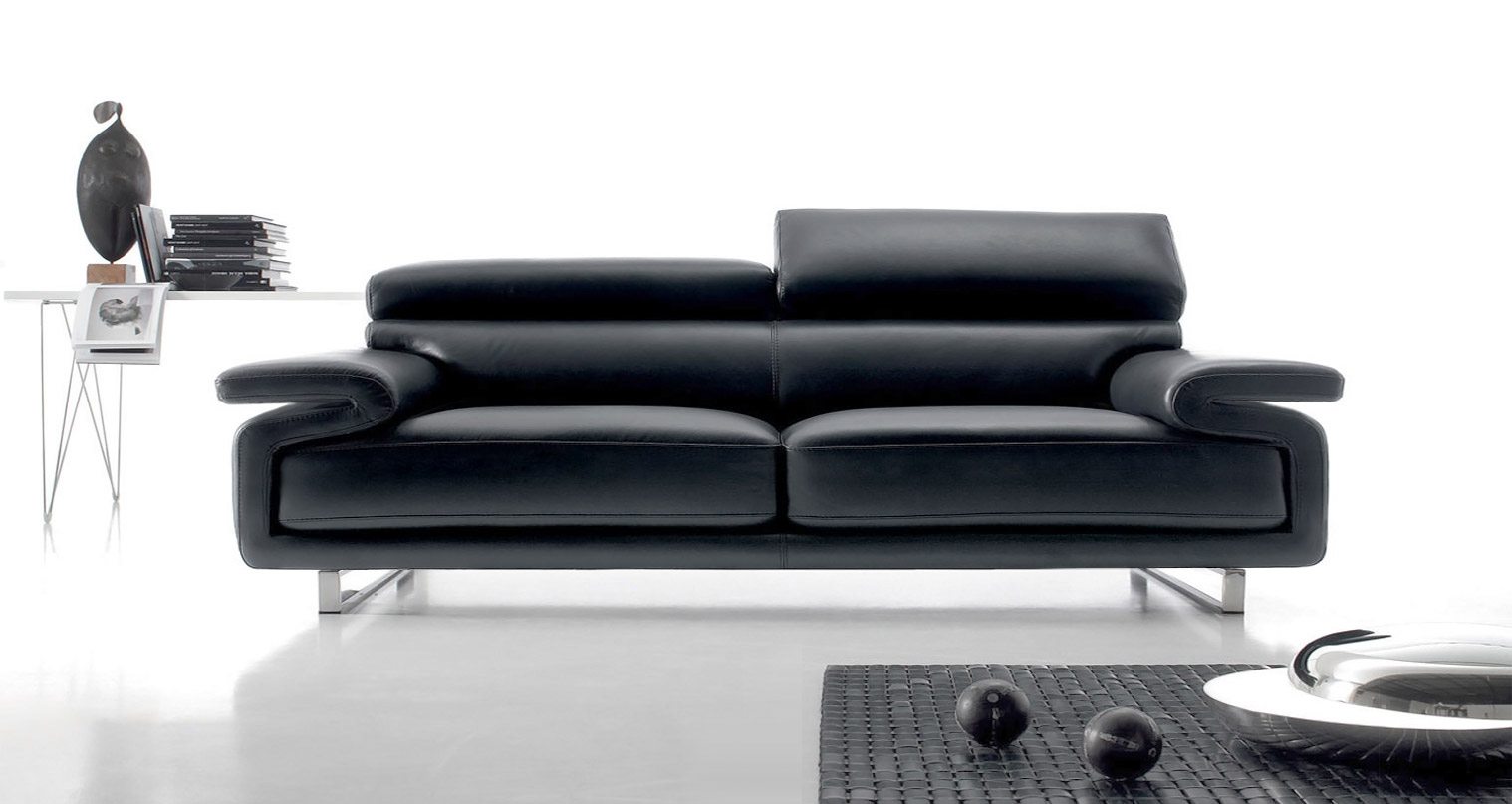 Sofa 3 seater of black leather